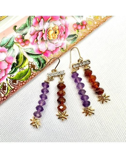 Farra Multicolor Amethyst And Garnet Tassel Earrings