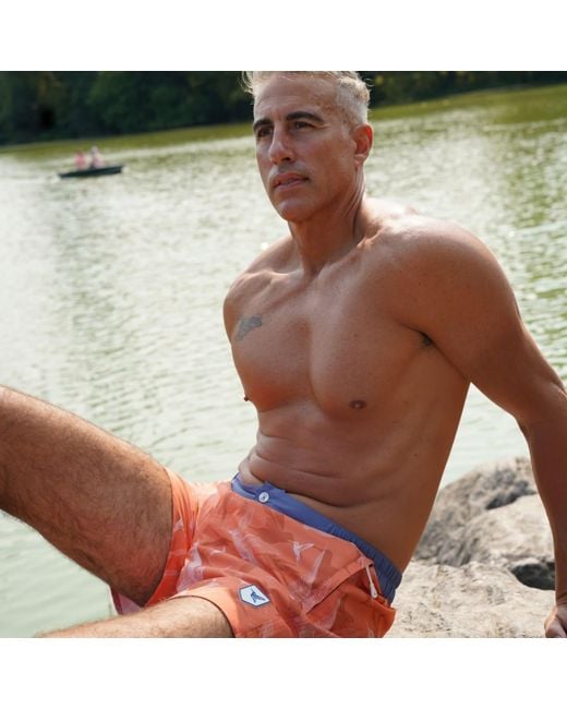 Live Kolibri Orange Luxury Swim Trunks for men
