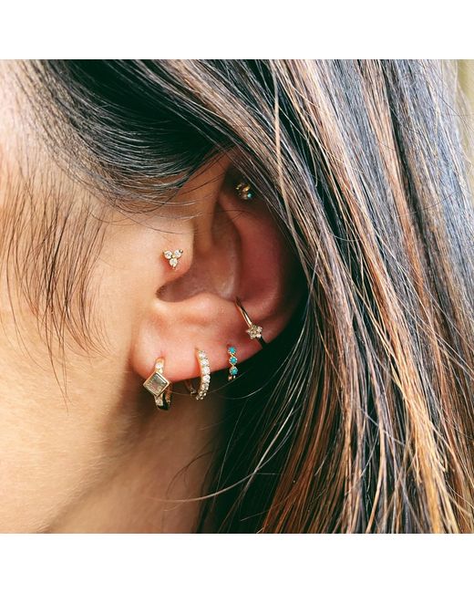 Zohreh Metallic Mini Trilogy Huggie Hoop Earring 9K