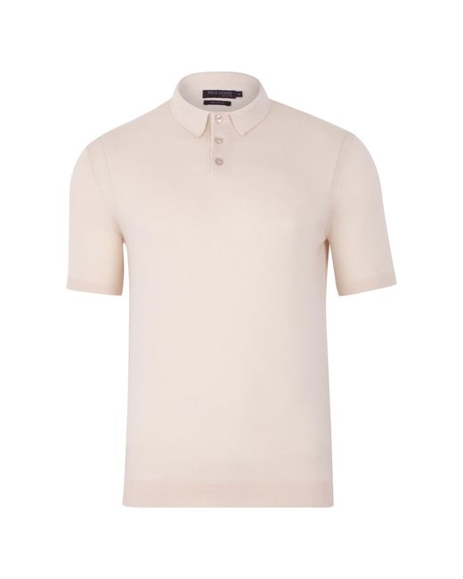 Paul James Knitwear Natural Neutrals Ultra Fine Cotton Earl Short Sleeve Polo Shirt for men