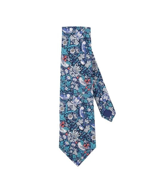 LE COLONEL Blue Liberty Strawberry Thief Tie for men