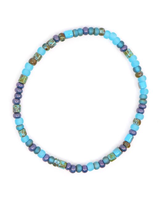 Shar Oke Blue Sky, Aqua & Czech Picasso Beaded Bracelet for men