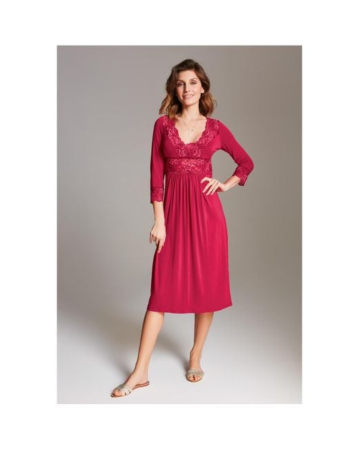 Oh!Zuza Red Midi Viscose Nightgown