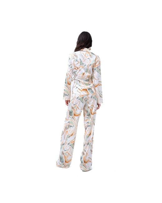 BLUZAT White Abstract Print Wrap Shirt