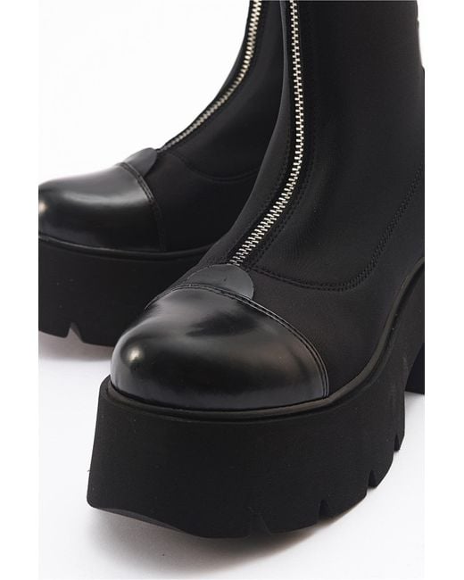 Prologue Shoes Black Bray Patent Chunky Boot