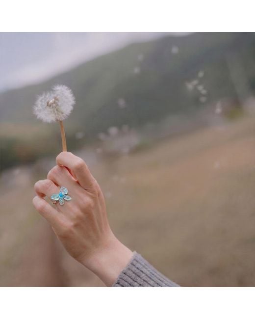 Ormiro Blue Psyche Aquamarine & Apatite Butterfly Ring