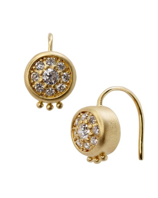 Bombyx House Metallic Pave Diamond Disc Hook Earrings