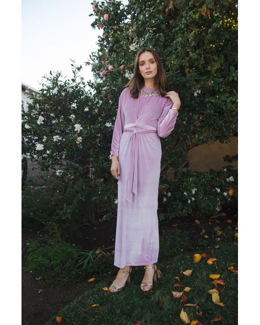 Jennafer Grace Purple Lily Velvet Twist Dress