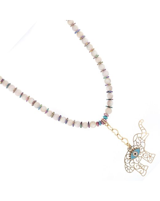 Ebru Jewelry Metallic Sacred Elephant Protection Pearl Necklace