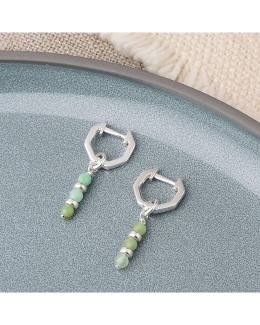 Nellou Jewellery Metallic Linear Huggie Birthstone Earrings May Sterling