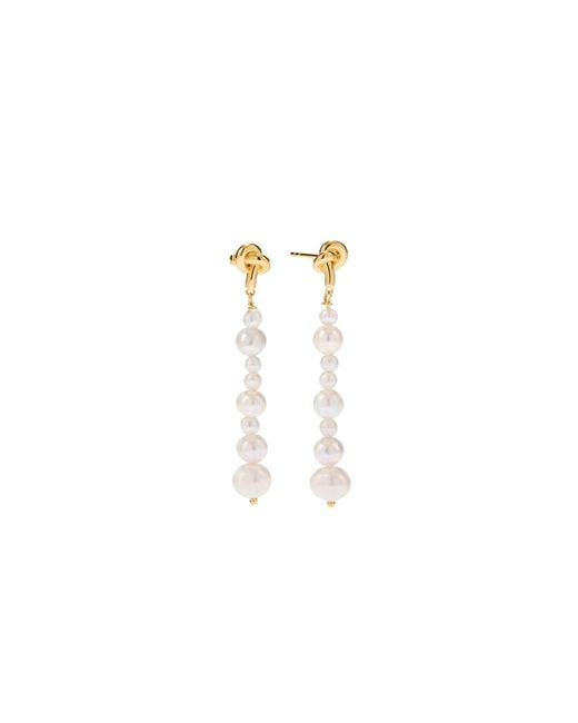 Vanhi Metallic Knot Multi Pearl Drop Earrings