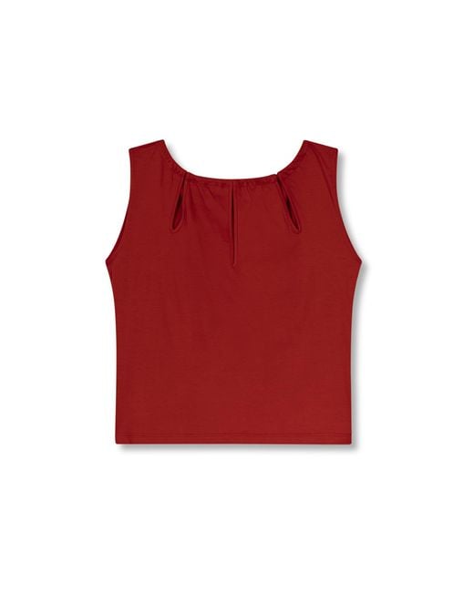 Marianne by Marie Jordane Red Gaby Teardrop Neckline Top