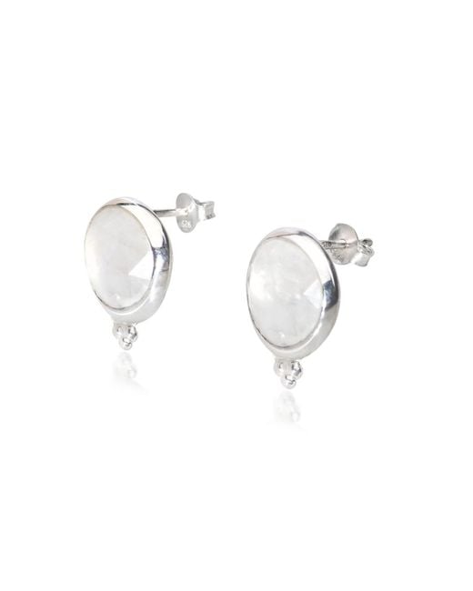 The Jewellery Store London Metallic Moonstone 'You Are Loved' Stud Earrings