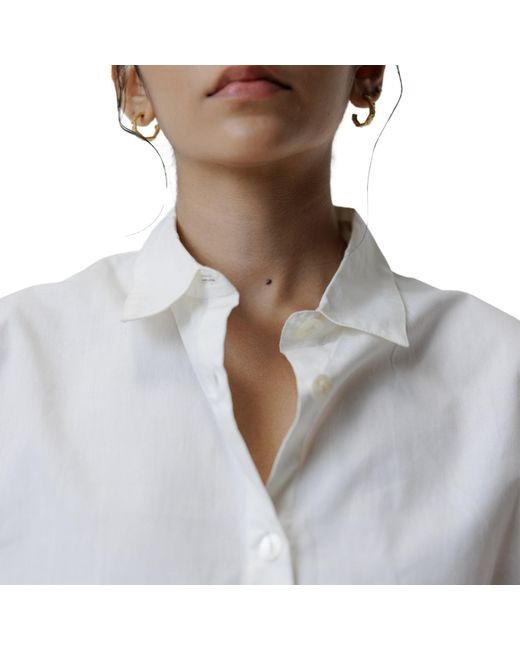 REISTOR White Oversized Crop Cotton Shirt