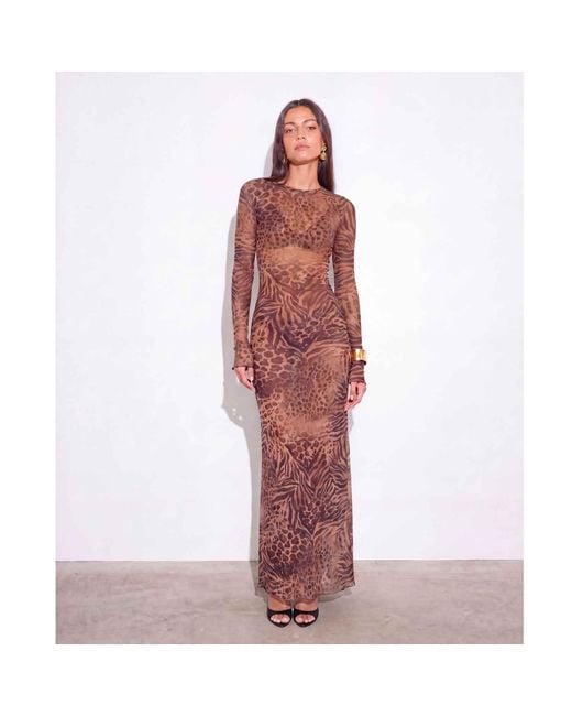 Alia Studio Purple Brume Mesh Maxi Dress