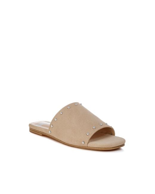 Rag & Co Natural Neutrals Odalia Soft Suede Leather Studded Flats