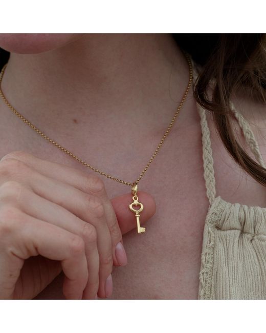 Lily Charmed Metallic Plated Key Charm Necklace