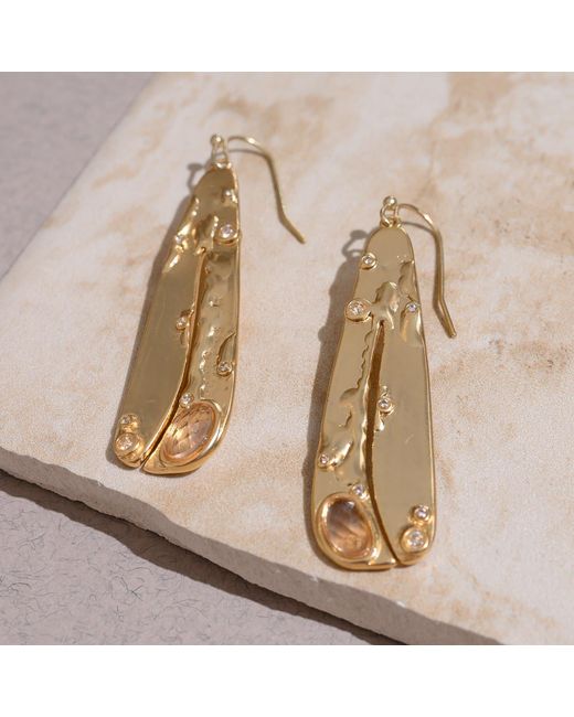 Rare Matters Jewelry Natural Neutrals Organic Gemstone Petal Earrings Peach