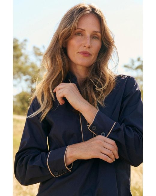 Adrift Clothing Blue Ella Collared Top