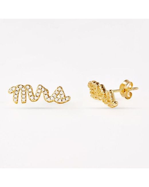 Onewildone Metallic Wife Life Wedding Bride Mrs Earrings