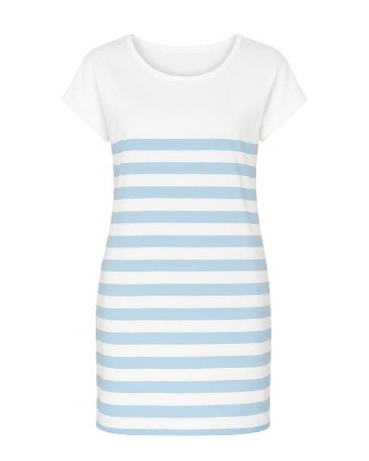 Conquista Blue Short Sleeved Striped Dress