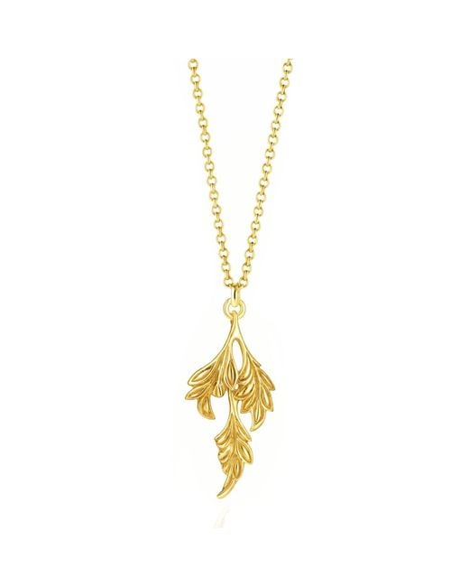 Unaloe Metallic Vermeil Leaf Necklace – Triple Leaf Pendant