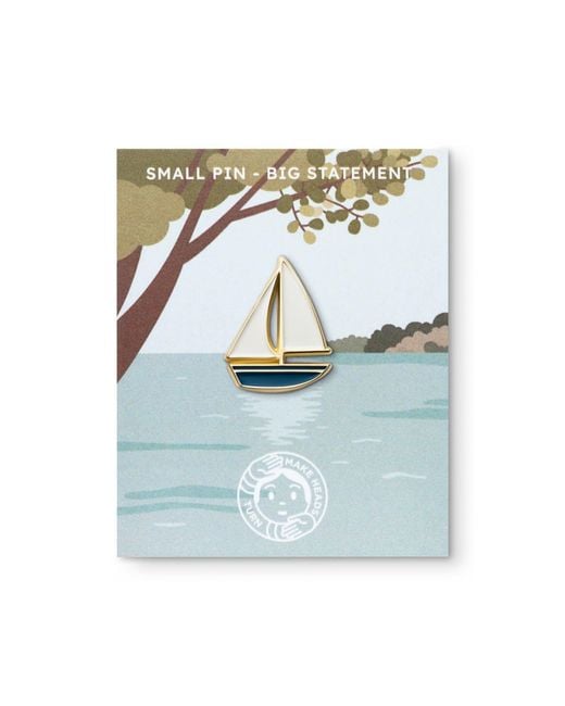 Make Heads Turn White Enamel Pin Sailboat