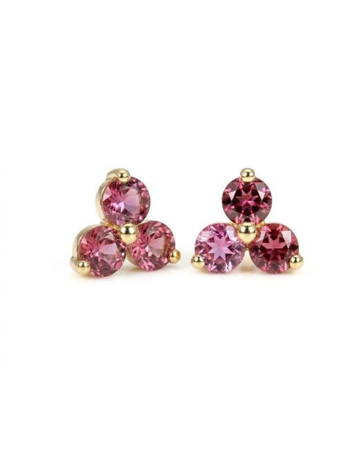 Melt'm Jewelry Red Tourmaline Flower Stud Earrings
