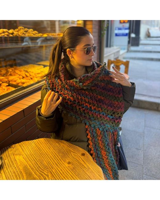 Springmoonatelier Handmade Knitted Multicolored Winter Scarf