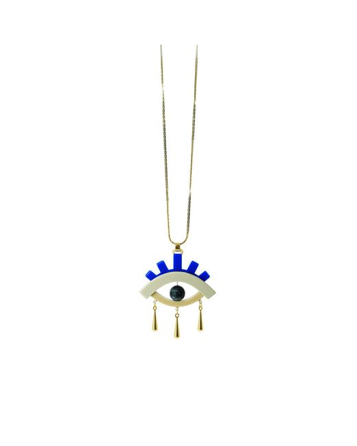 Gissa Bicalho White Handmade Acrylic Necklace Pendant Eye