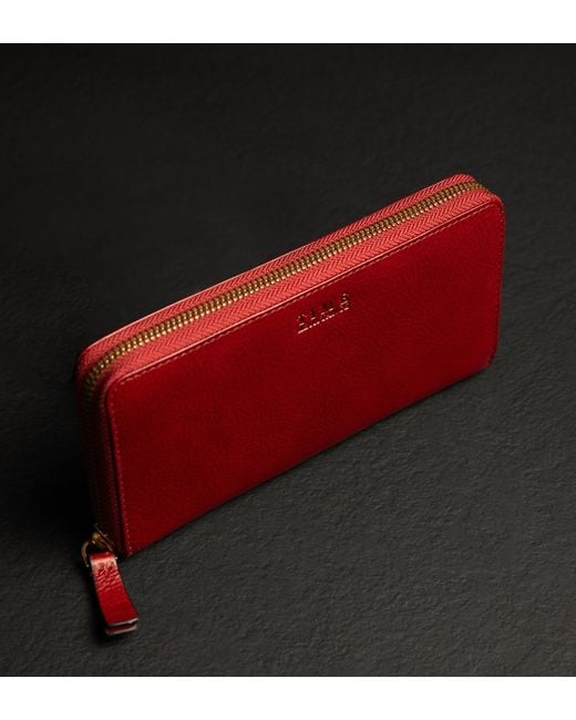 Time Resistance Red Leather Continental Wallet