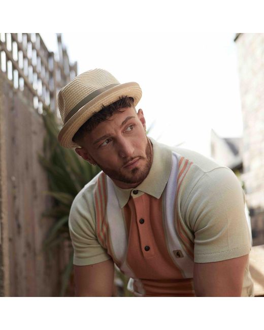 Dasmarca Hats Natural Neutrals Dasmarca Andy Short Brim Trilby Retro Summer Skimpy Brim Straw Braided Hat for men