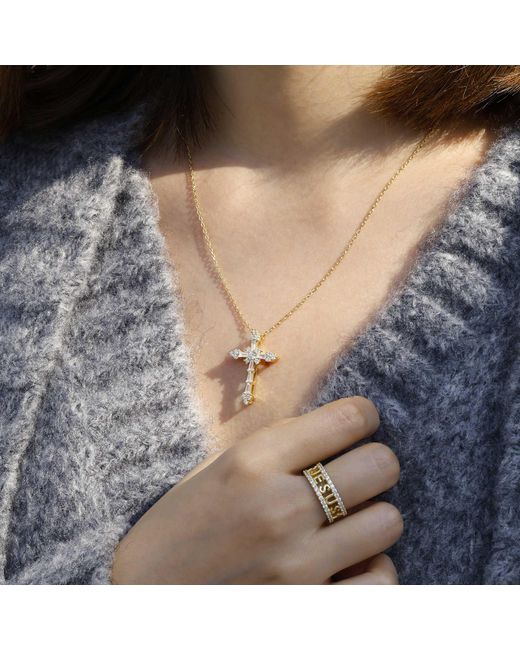 Vanimy Metallic Byzantine Faith Cross Pendant Necklace