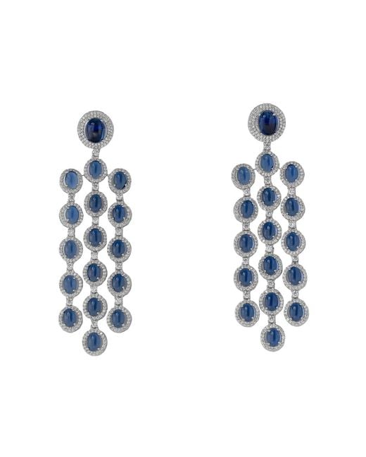 Meraki by Rashmi Bajaj Blue Julitte Cubic Zirconia Chandelier Earrings