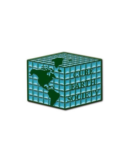 Make Heads Turn Green Enamel Pin Cube Earth Society