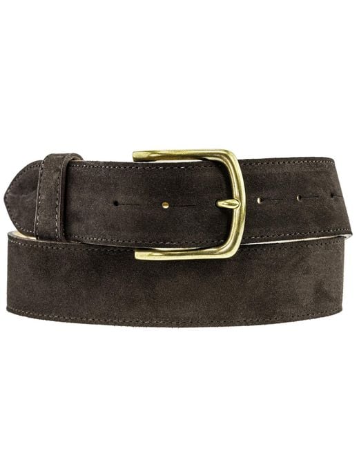 Peachy Belts Ltd Brown Suede Belt & Detachable Brass Double D Buckle