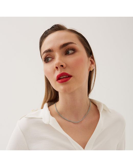 Spero London Metallic Handmade Rope Braided Sterling Beaded Chain Necklace