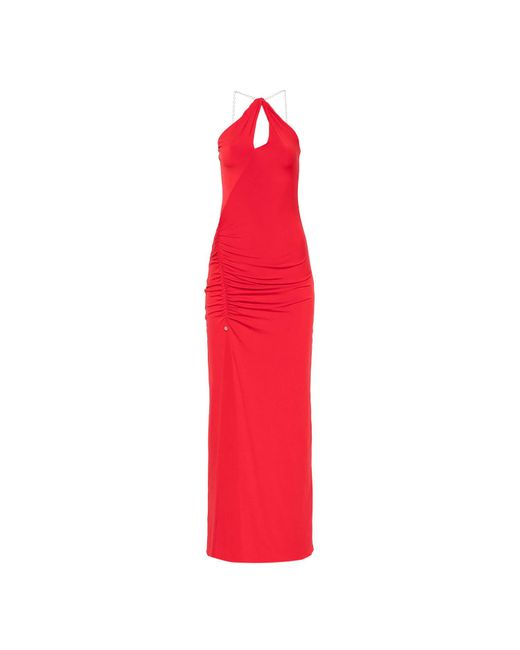 Nissa Red Open-Back Jersey Midi Dress