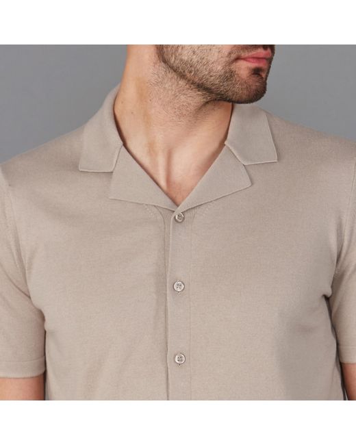 Paul James Knitwear Gray Ultra Fine Cotton Cuban Collar Varadero Shirt for men