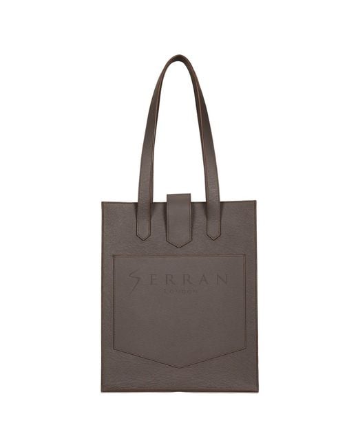 SEREN LONDON Brown Leather Tote Bag Chocolate