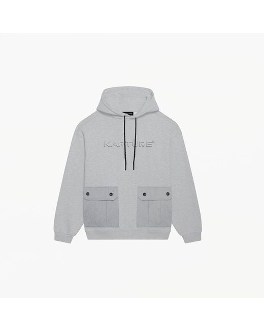 Kapture Gray Travel Logo-Print Pocket Hoodie for men