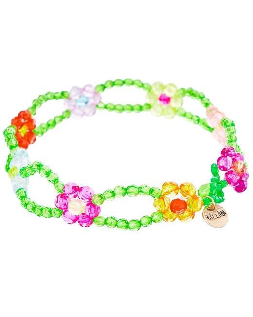 Tillie Beads Green Handmade Double Strand Floral Beaded Necklace