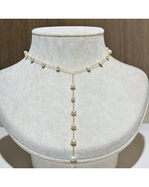 Eyeconic by Samar Ajram Metallic Freshwater Pearl & Chain Lariat Necklace