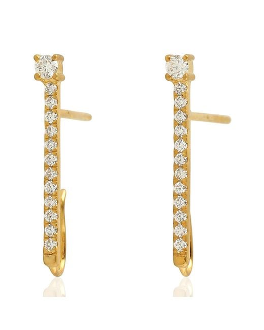 Artisan Metallic 18k Yellow Gold With Diamond Stud Earrings