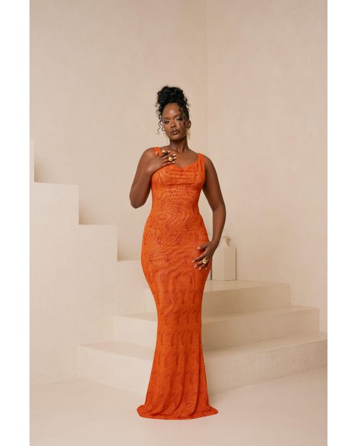 Ofuure Orange Iza Cowl Maxi Dress