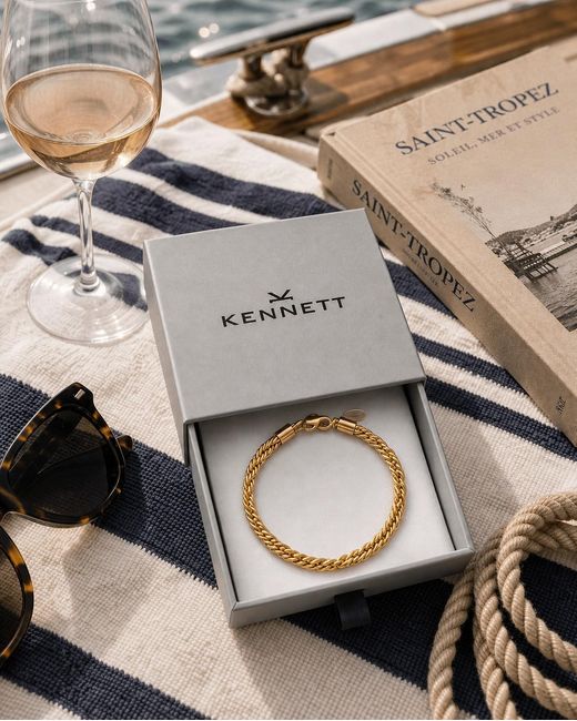 Kennett Watches & Accessories Metallic Kennett Twisted Chain Bracelet Five Mm for men