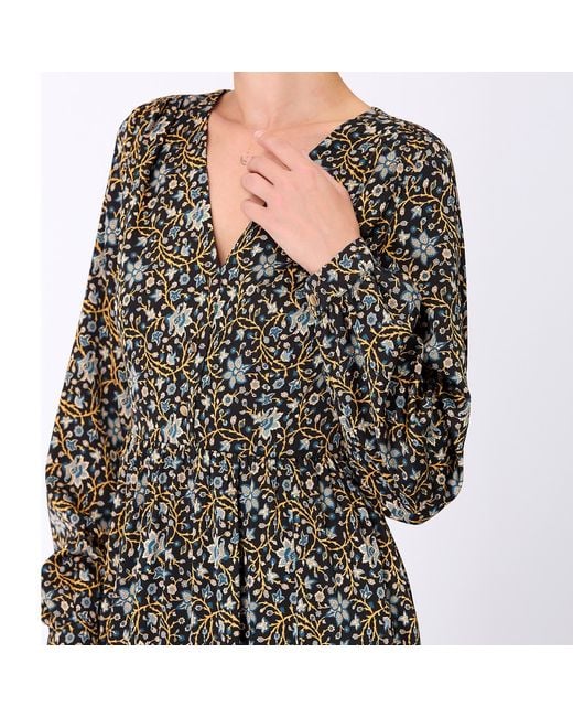 Smart and Joy Black Liberty Print Blouse Dress