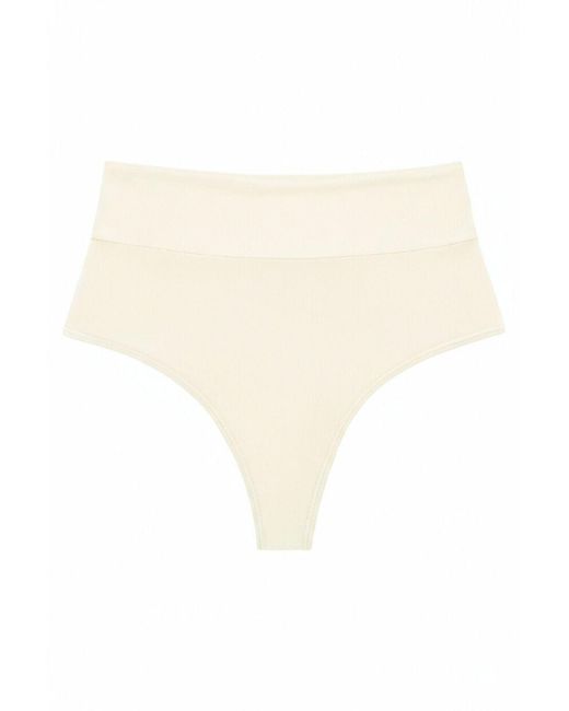 Montce White Neutrals Cream Silkie Added Coverage High Rise Bikini Bottom