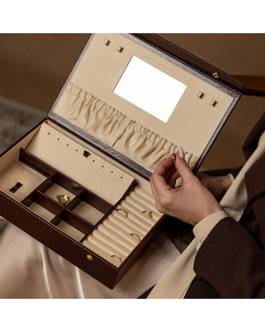 Time Resistance Brown Leather Jewelry Box Accessory Box