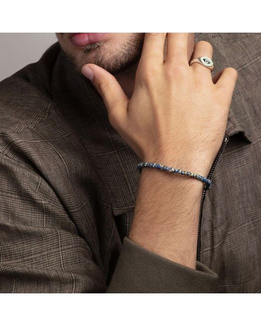 Nialaya Blue Wristband With Lapis Miyuki Beads for men